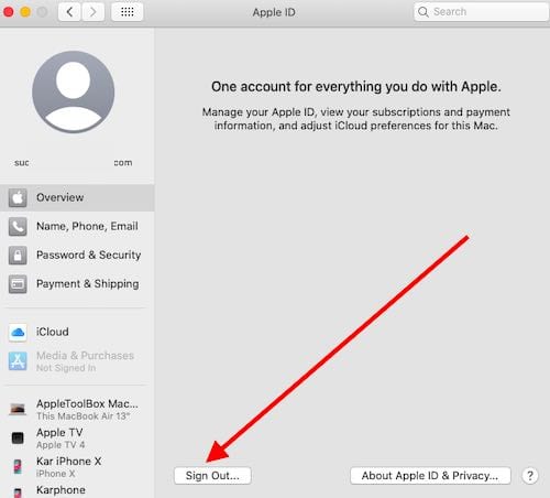 change apple id in mac high sierra for updates