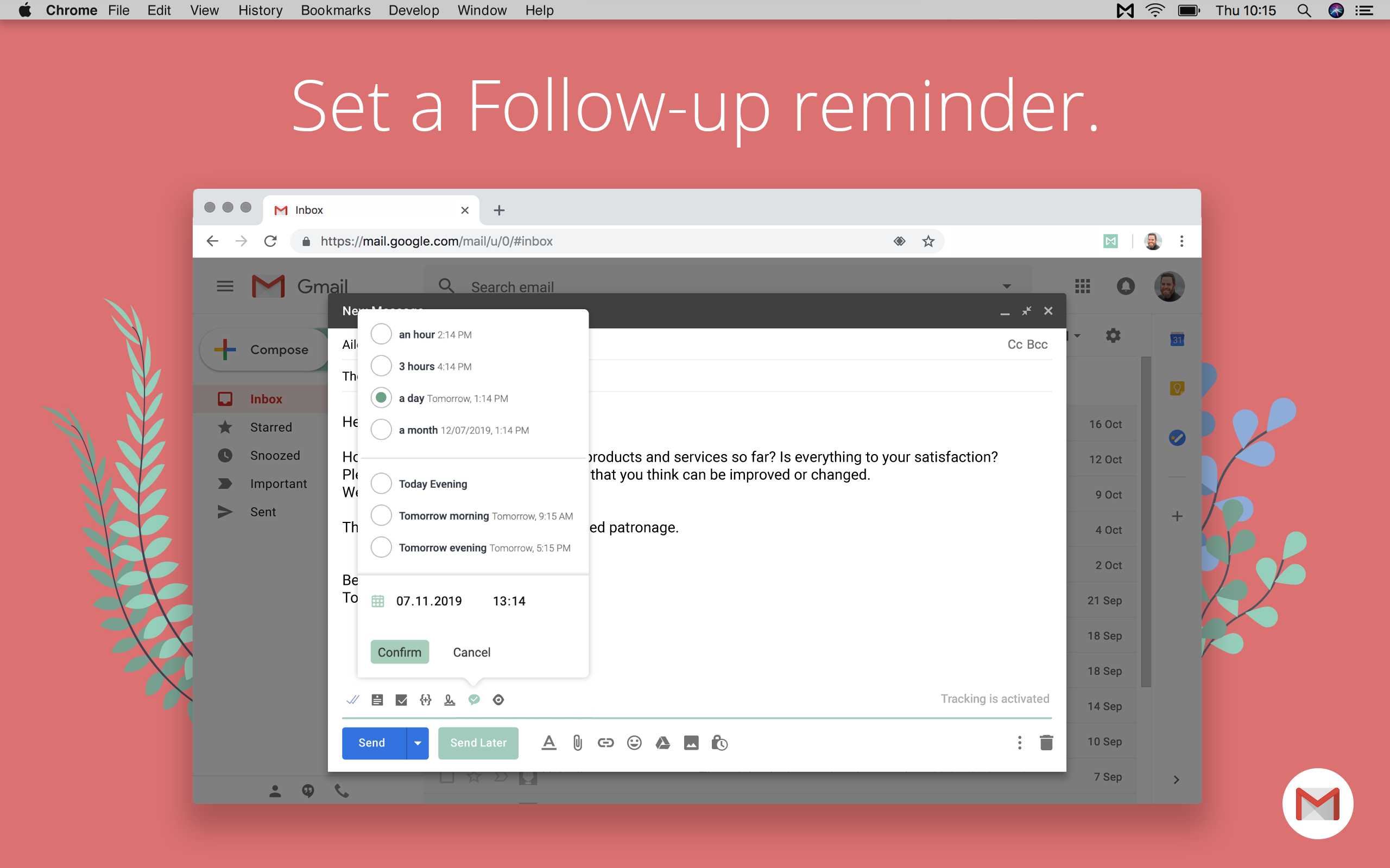 mac mail follow up reminder for gmail account