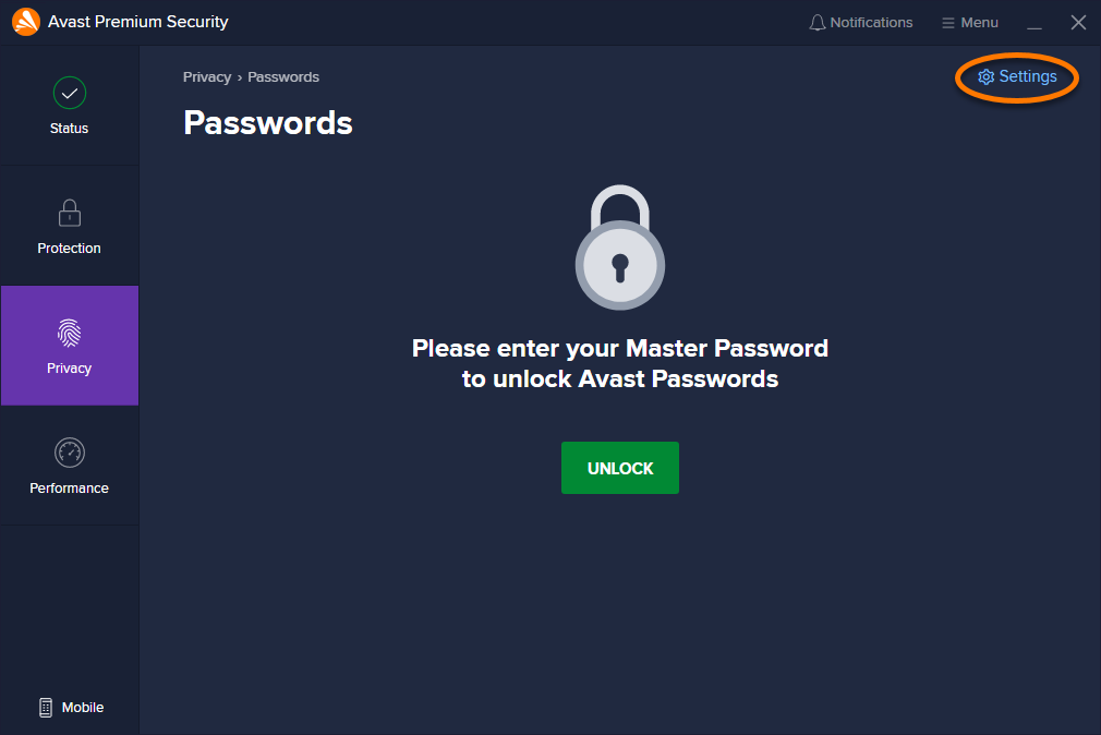 reset password for avast passwords on mac